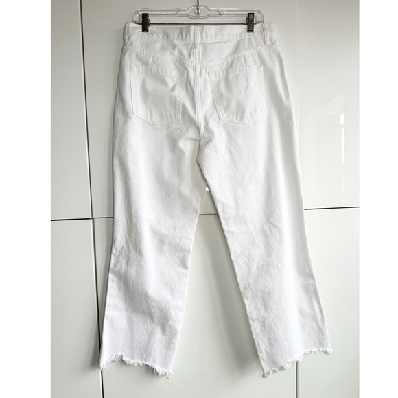 We The Free Maggie Mid Rise Straight Jean  in Optic White Denim Distressed 30 - Picture 10 of 14